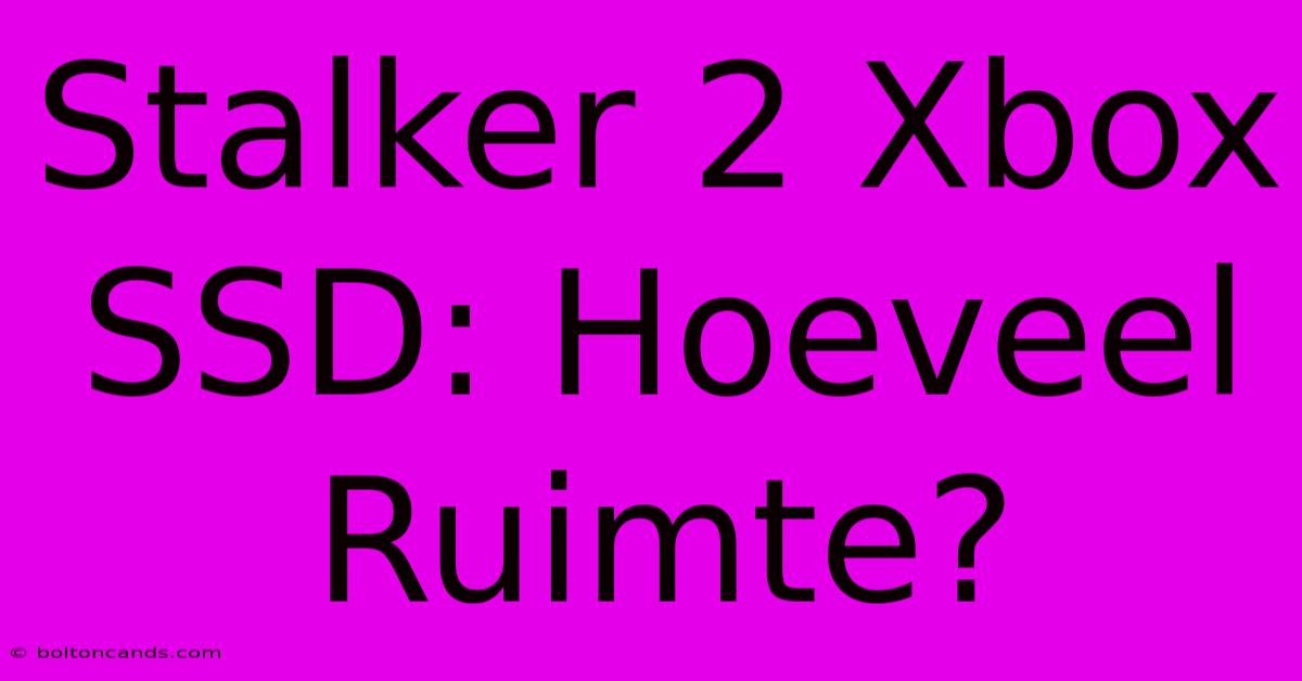 Stalker 2 Xbox SSD: Hoeveel Ruimte?