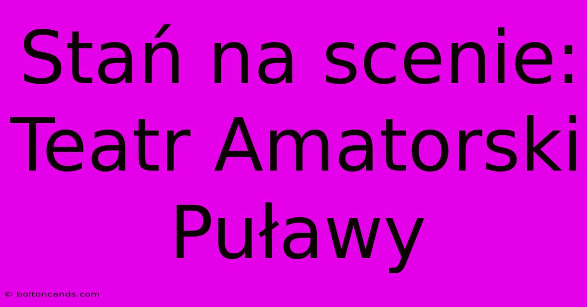 Stań Na Scenie: Teatr Amatorski Puławy