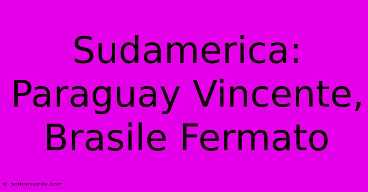 Sudamerica: Paraguay Vincente, Brasile Fermato