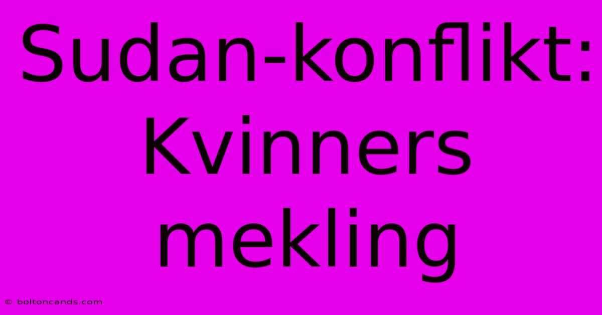 Sudan-konflikt: Kvinners Mekling