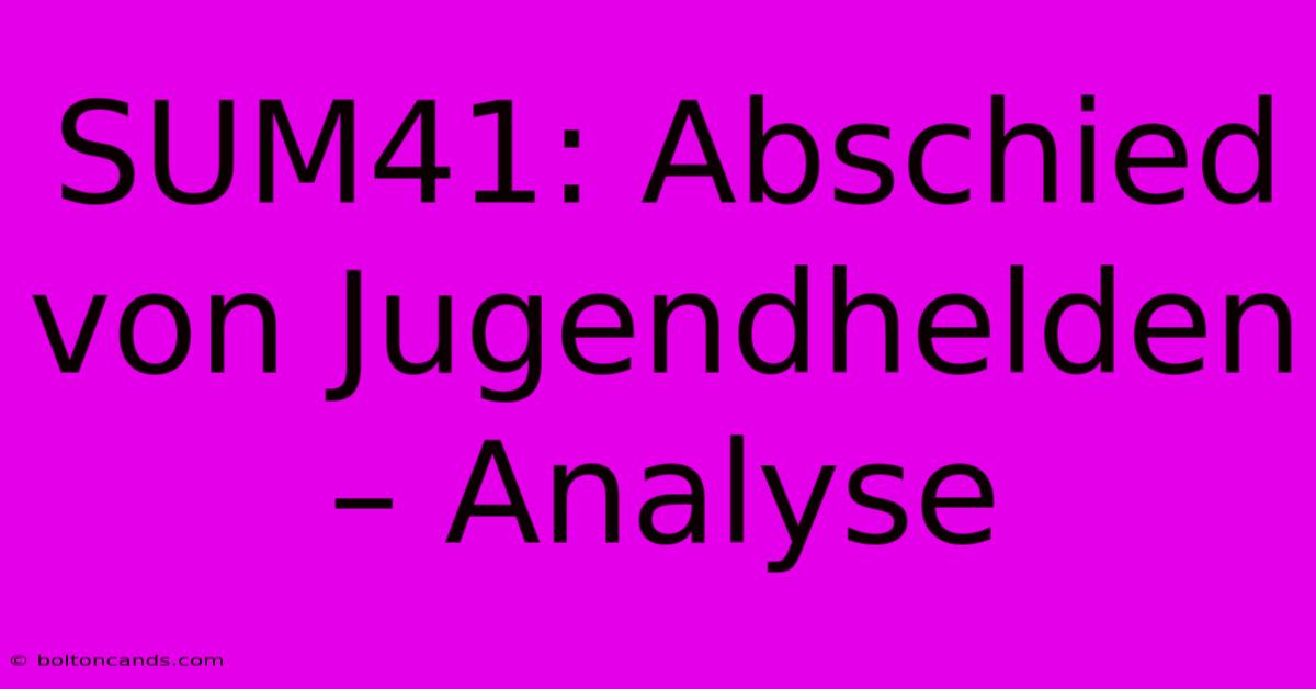 SUM41: Abschied Von Jugendhelden – Analyse 