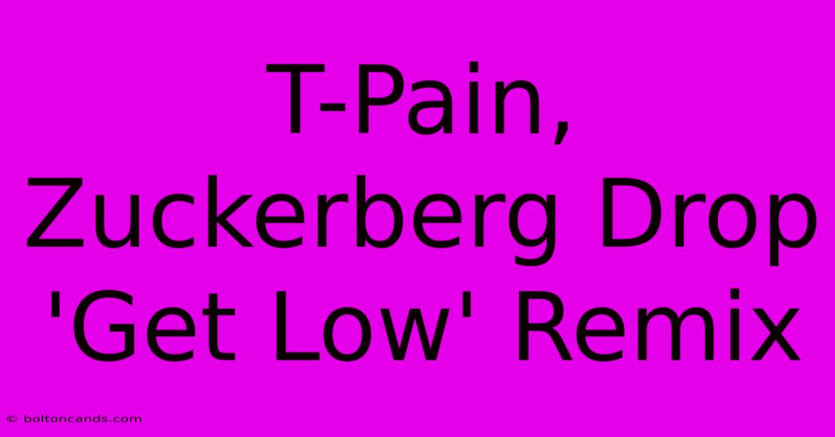 T-Pain, Zuckerberg Drop 'Get Low' Remix