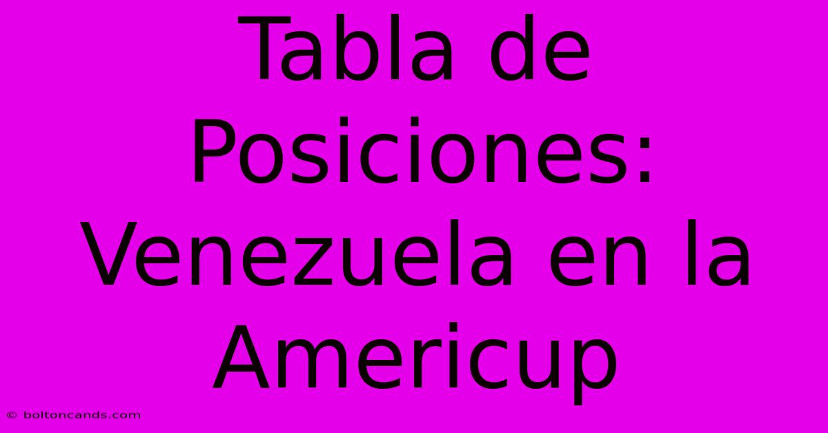 Tabla De Posiciones: Venezuela En La Americup