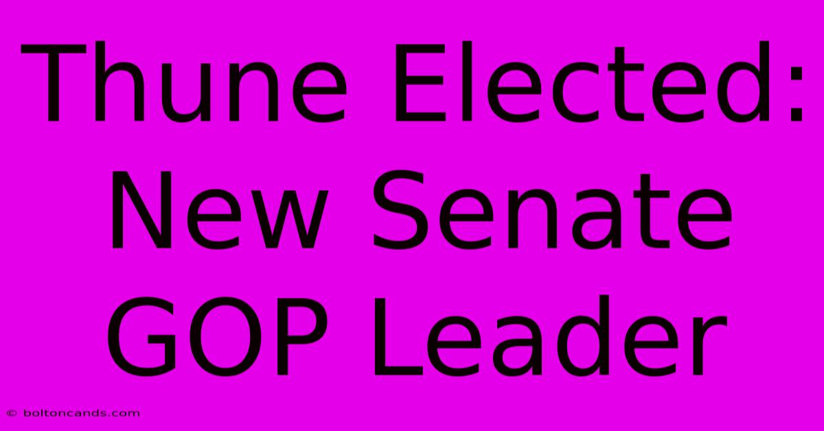 Thune Elected: New Senate GOP Leader  