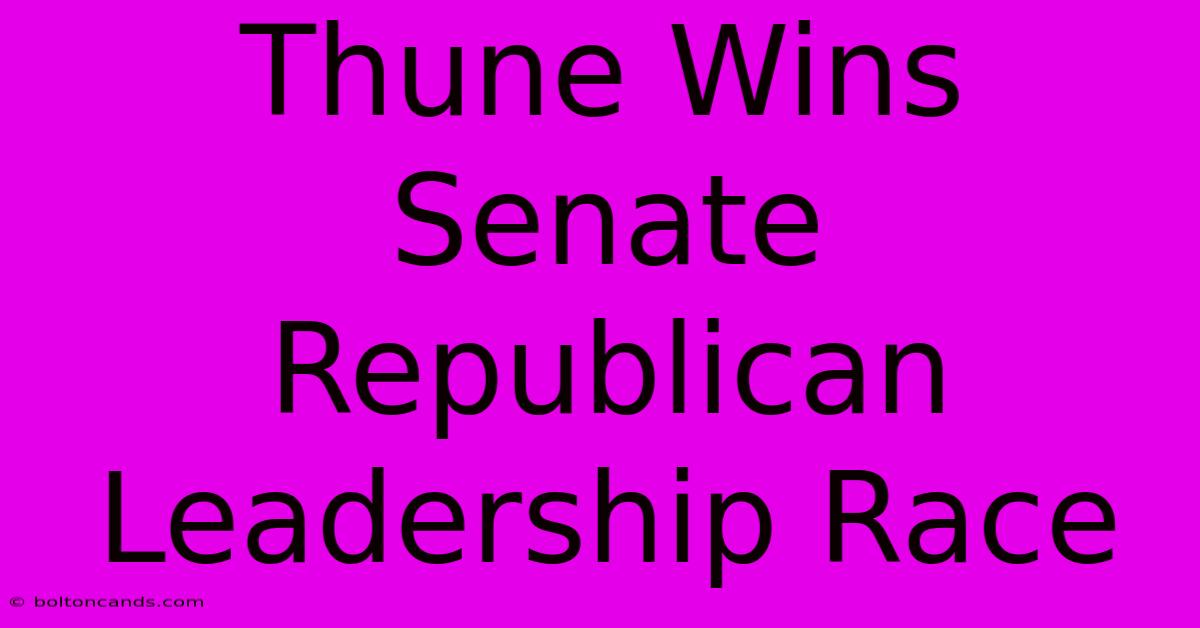 Thune Wins Senate Republican Leadership Race