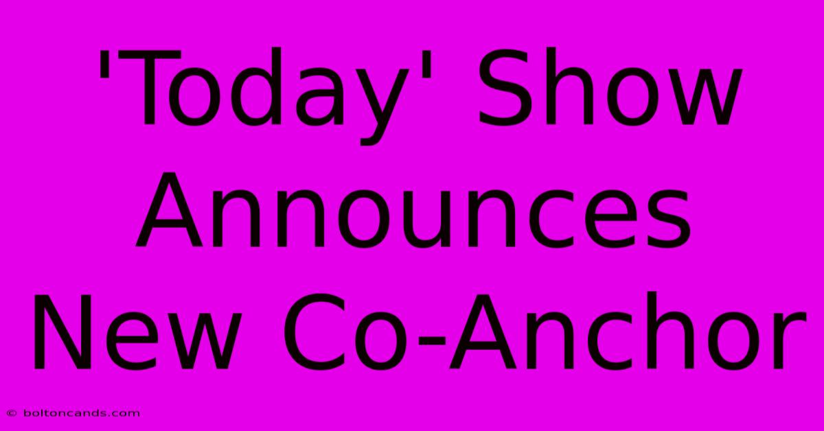 'Today' Show Announces New Co-Anchor