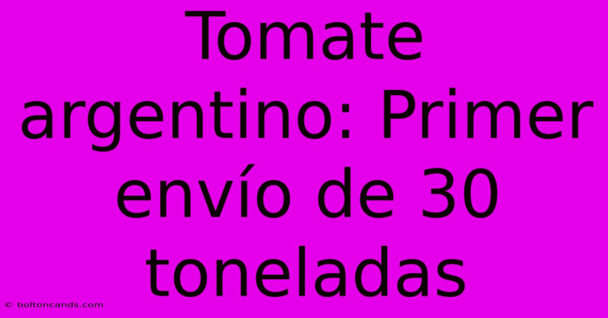 Tomate Argentino: Primer Envío De 30 Toneladas