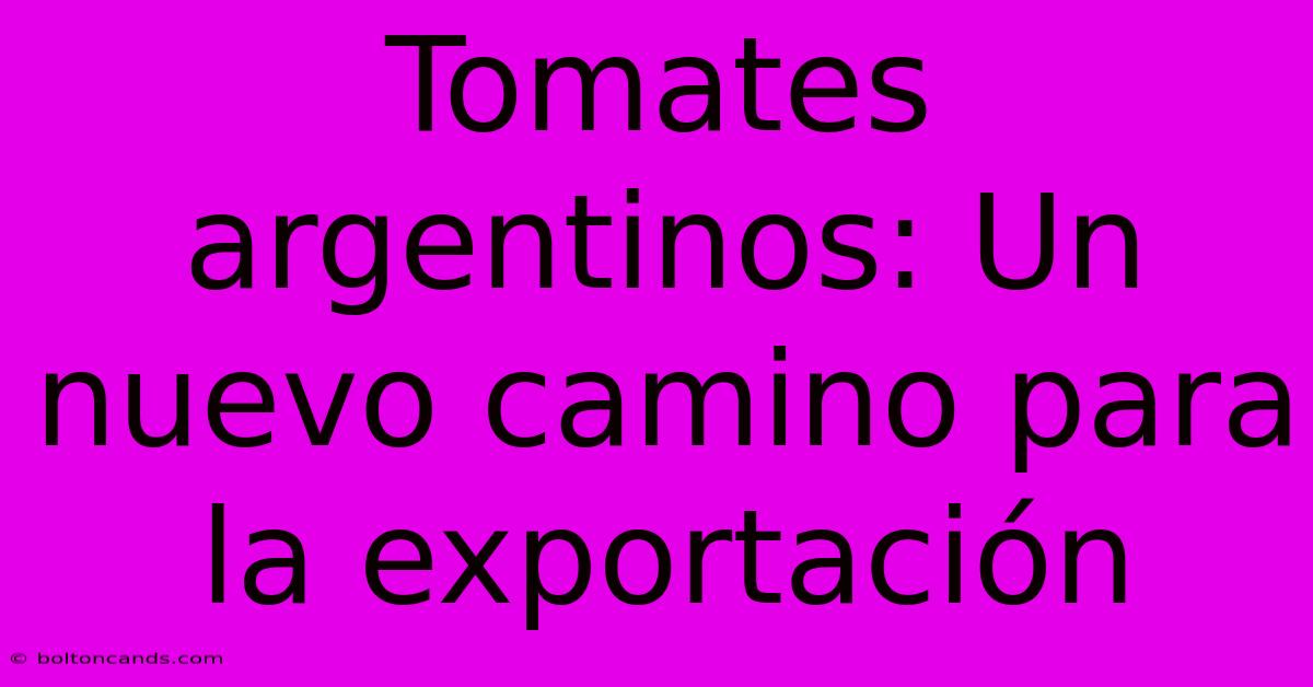 Tomates Argentinos: Un Nuevo Camino Para La Exportación