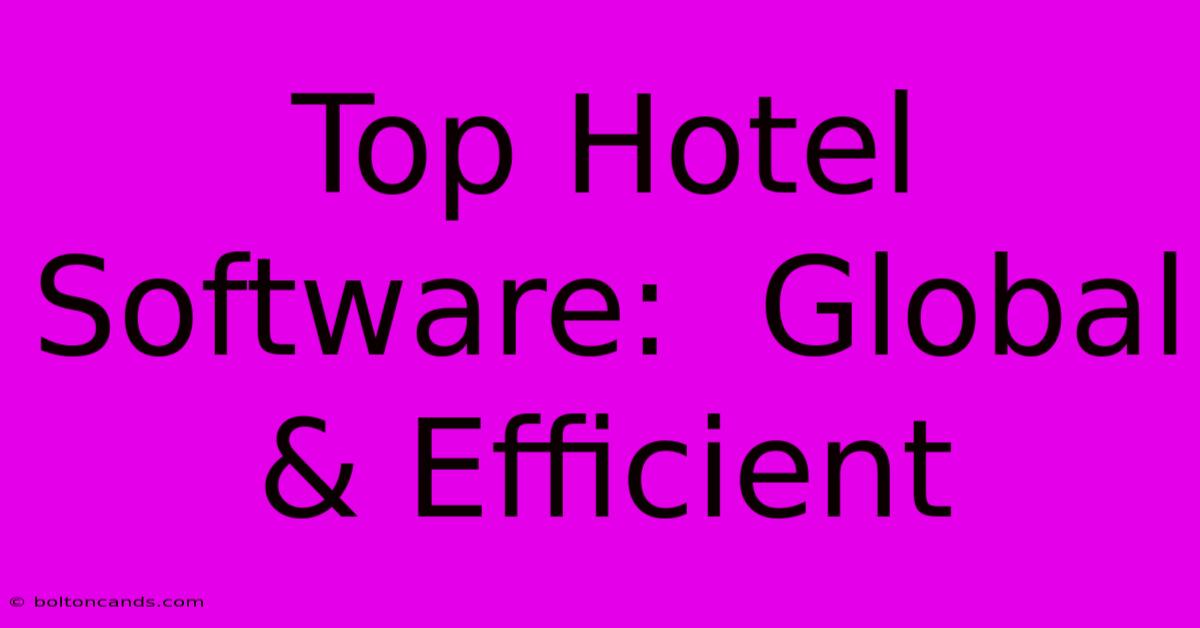 Top Hotel Software:  Global & Efficient 