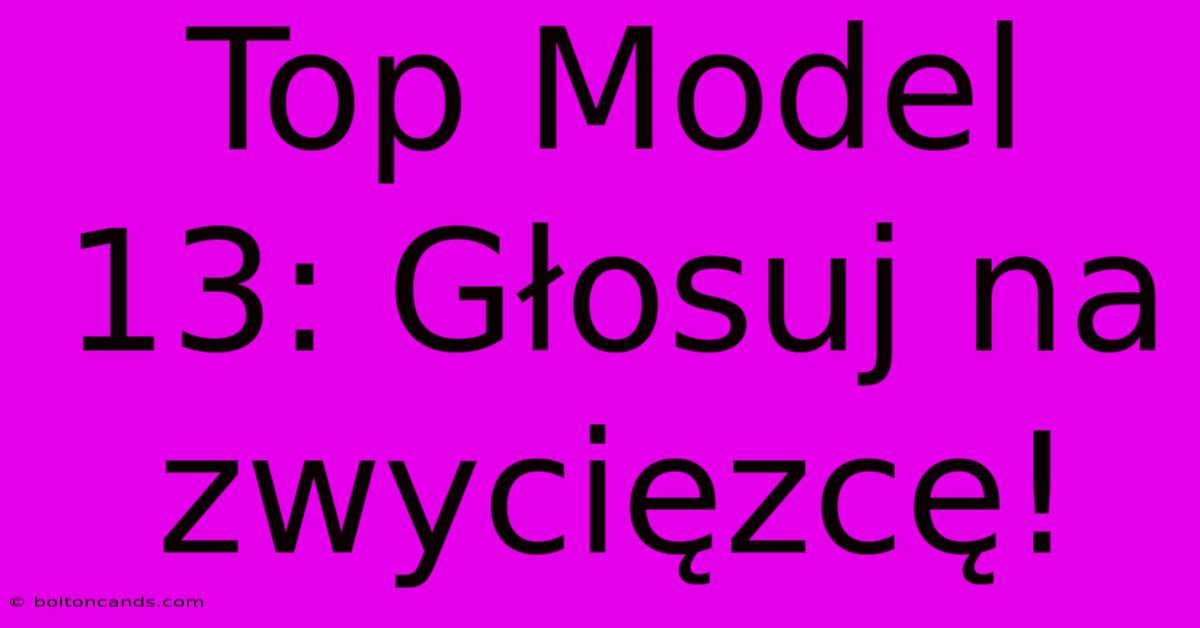 Top Model 13: Głosuj Na Zwycięzcę!