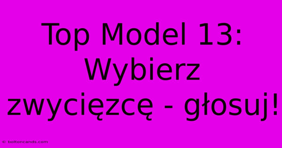 Top Model 13: Wybierz Zwycięzcę - Głosuj!