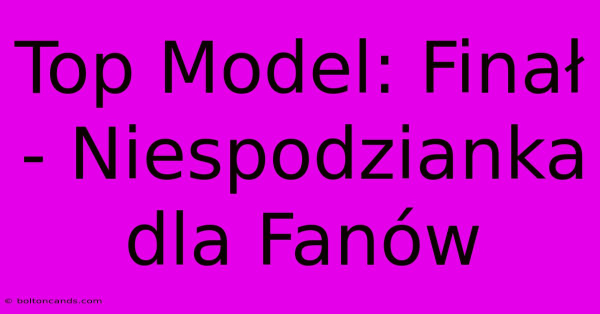 Top Model: Finał - Niespodzianka Dla Fanów 