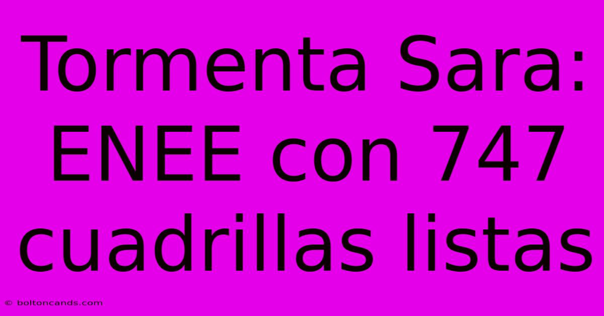 Tormenta Sara: ENEE Con 747 Cuadrillas Listas