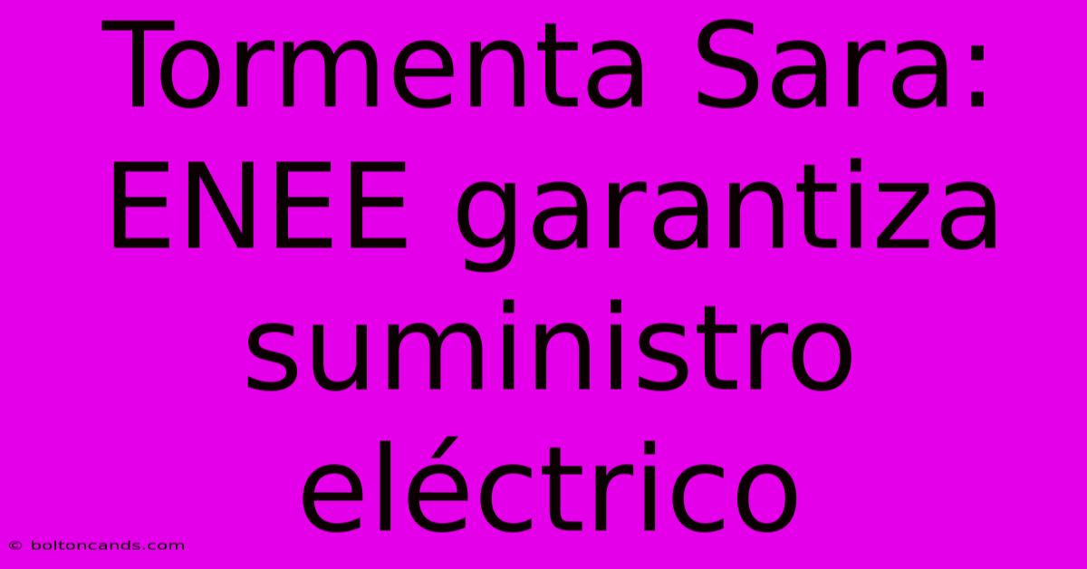 Tormenta Sara: ENEE Garantiza Suministro Eléctrico