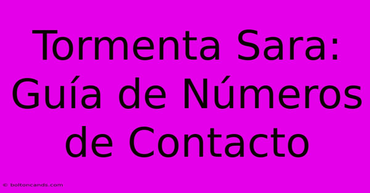 Tormenta Sara: Guía De Números De Contacto