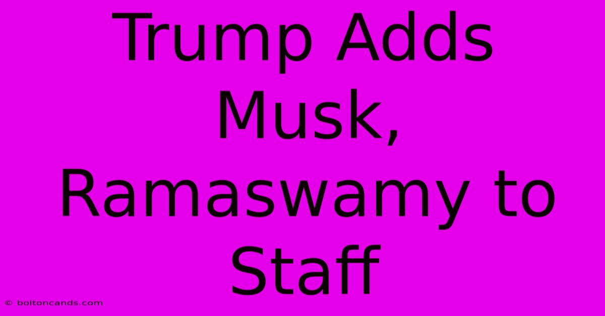 Trump Adds Musk, Ramaswamy To Staff 