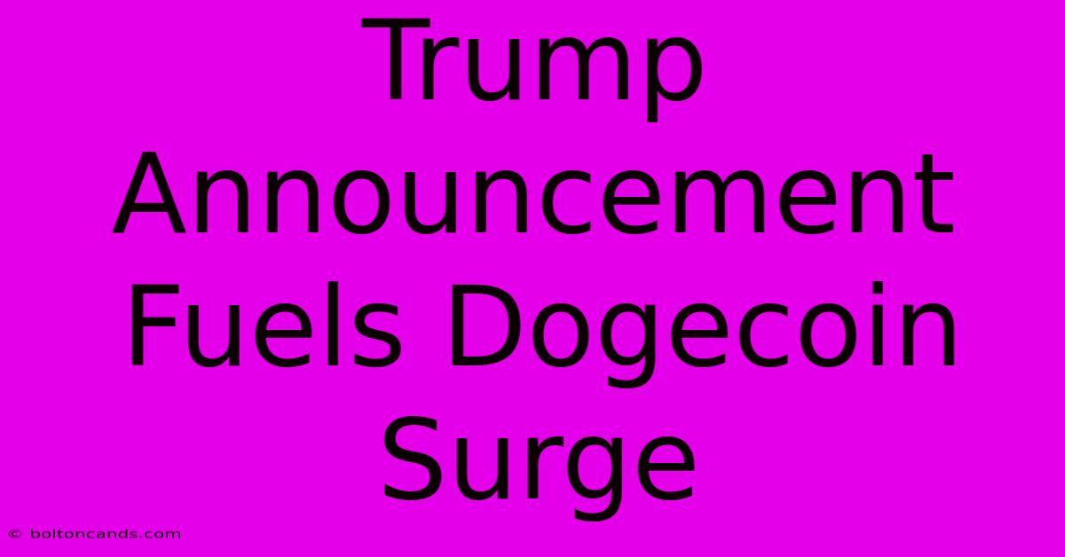 Trump Announcement Fuels Dogecoin Surge 