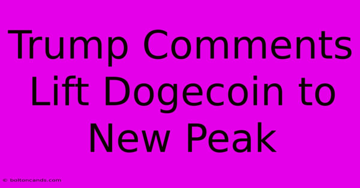 Trump Comments Lift Dogecoin To New Peak 