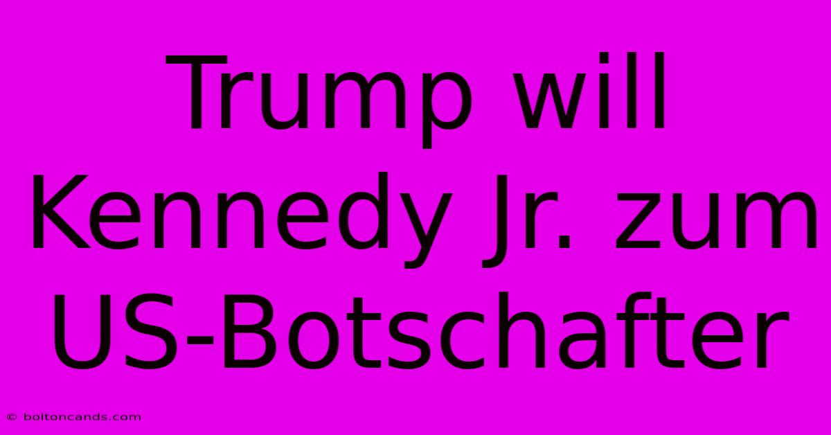 Trump Will Kennedy Jr. Zum US-Botschafter