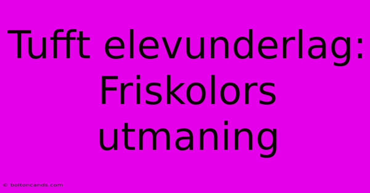 Tufft Elevunderlag: Friskolors Utmaning