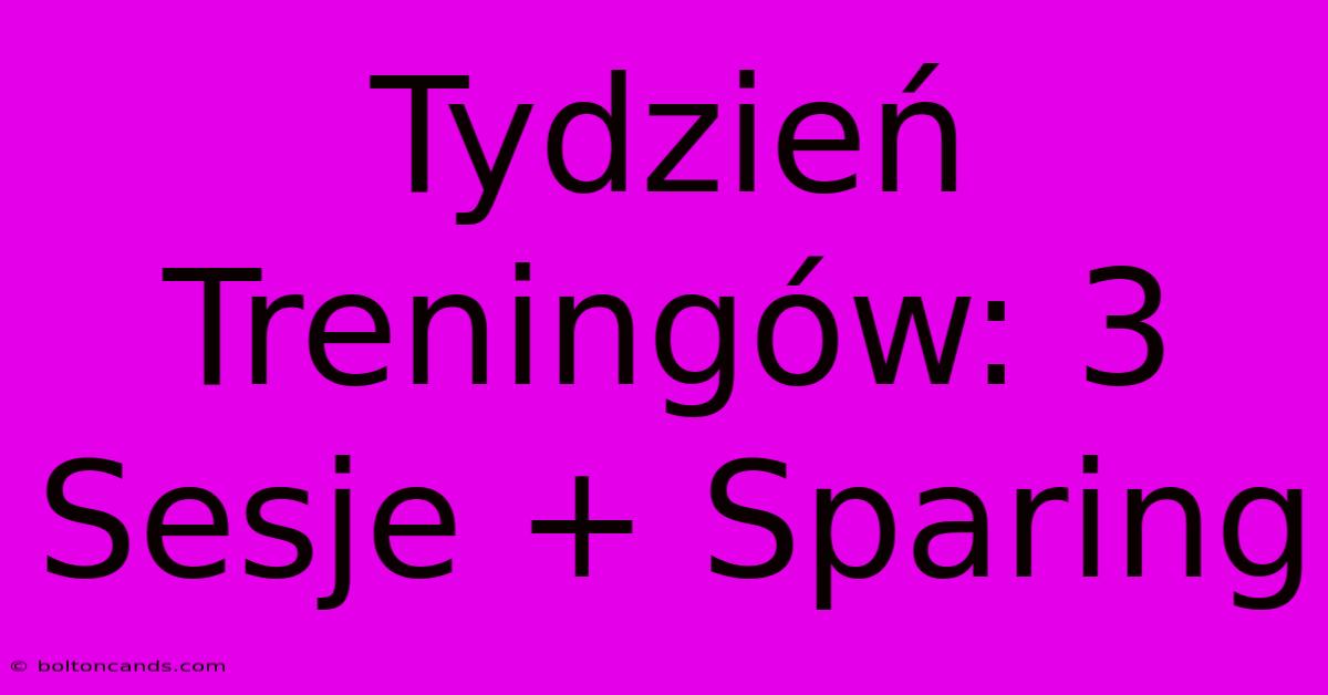 Tydzień Treningów: 3 Sesje + Sparing