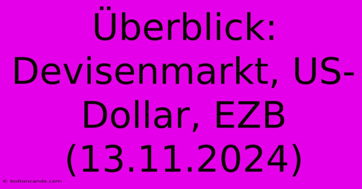 Überblick: Devisenmarkt, US-Dollar, EZB (13.11.2024) 