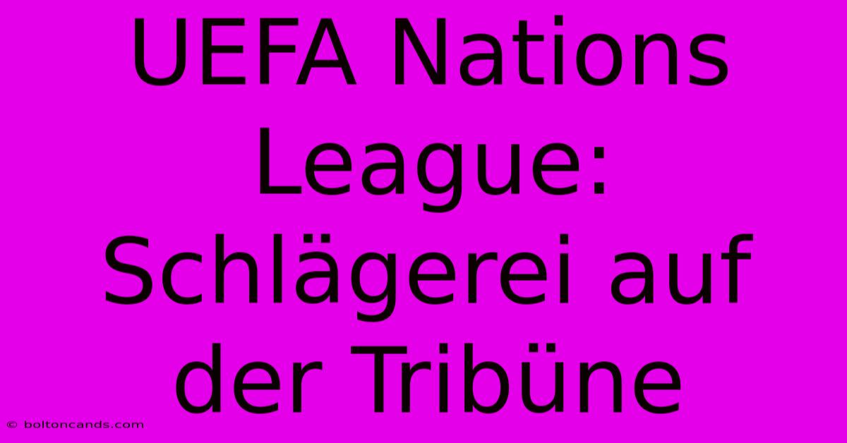 UEFA Nations League: Schlägerei Auf Der Tribüne