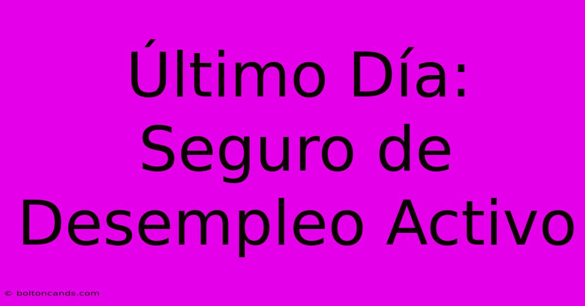 Último Día: Seguro De Desempleo Activo