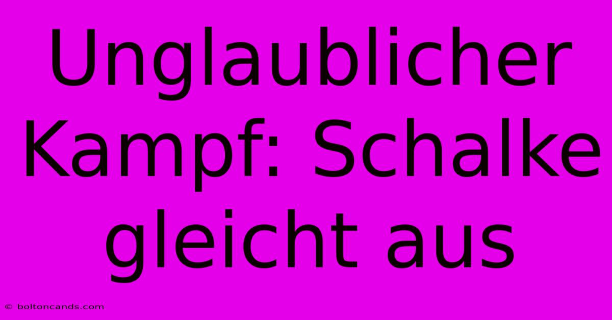 Unglaublicher Kampf: Schalke Gleicht Aus