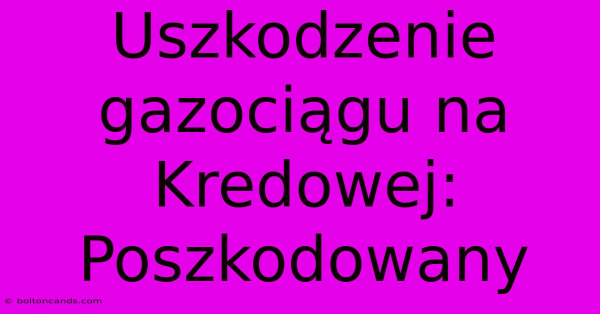 Uszkodzenie Gazociągu Na Kredowej: Poszkodowany