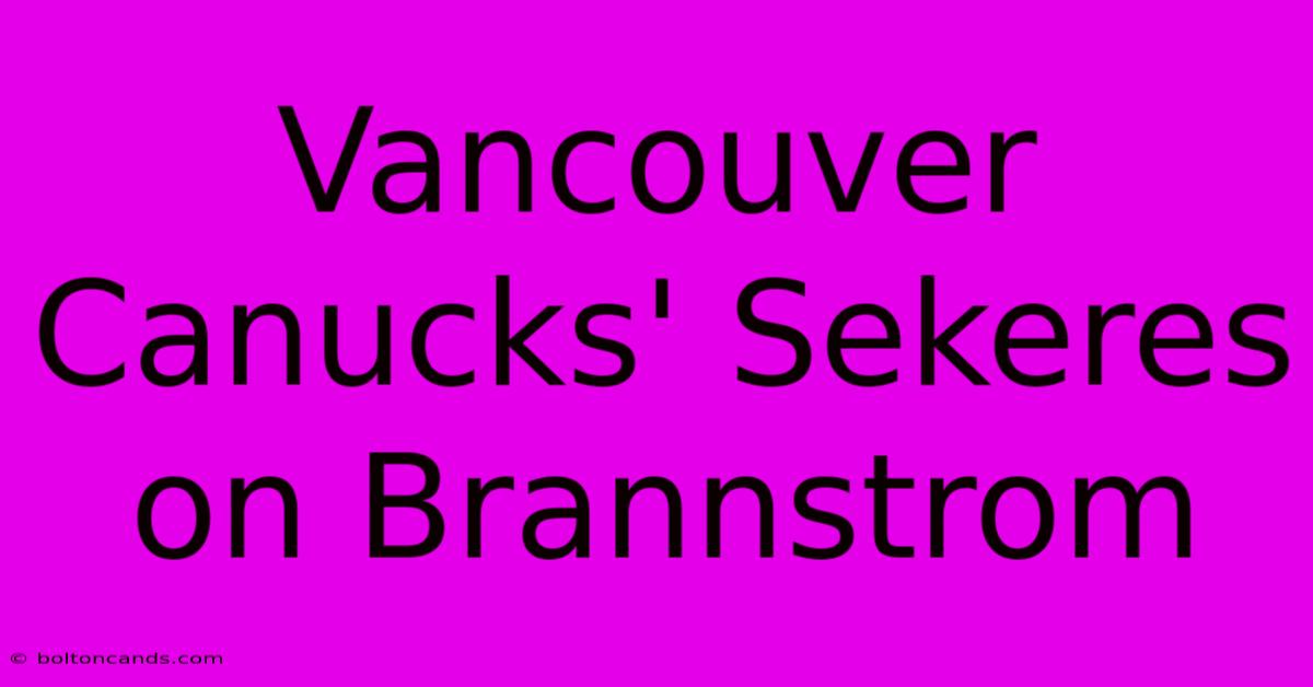 Vancouver Canucks' Sekeres On Brannstrom