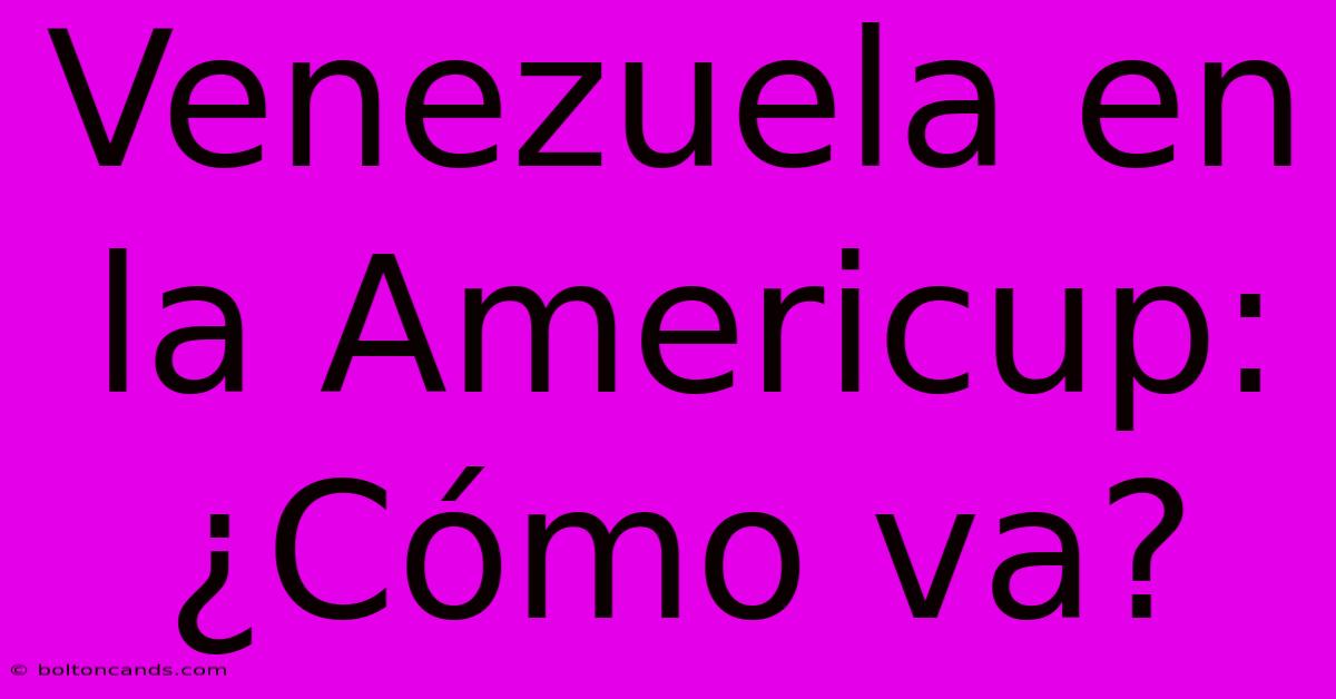 Venezuela En La Americup: ¿Cómo Va?