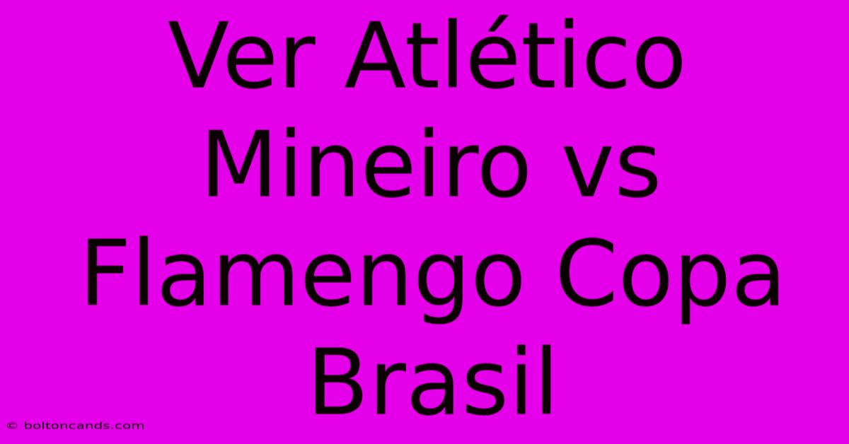 Ver Atlético Mineiro Vs Flamengo Copa Brasil