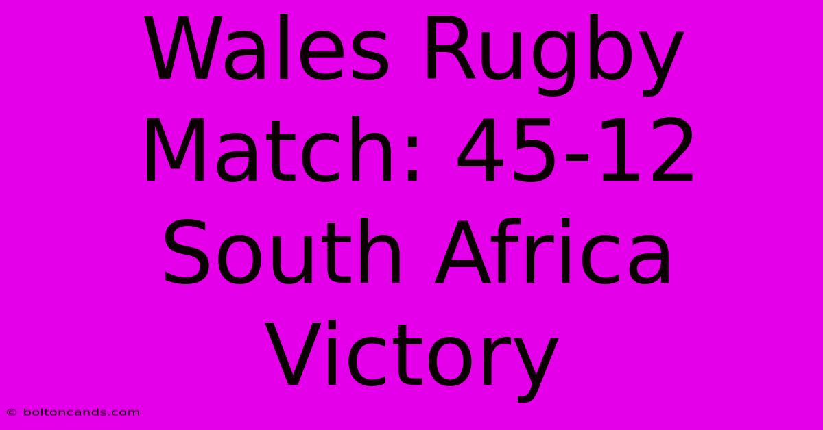 Wales Rugby Match: 45-12 South Africa Victory