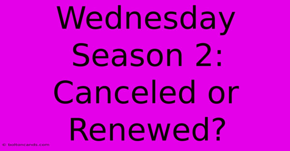 Wednesday Season 2: Canceled Or Renewed?