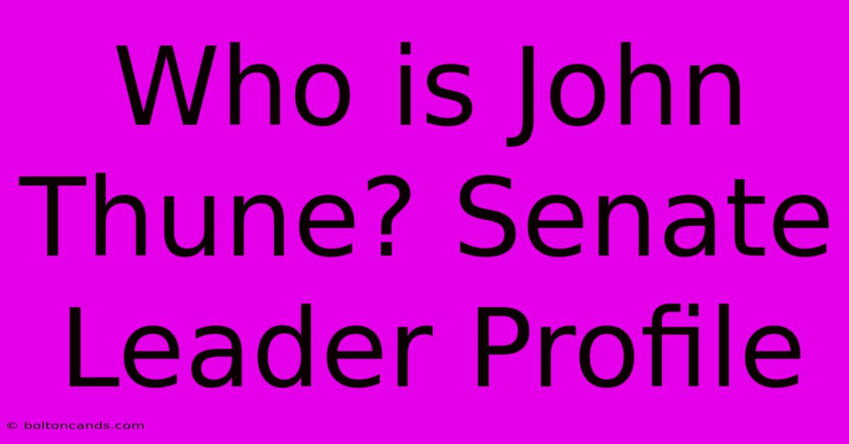 Who Is John Thune? Senate Leader Profile