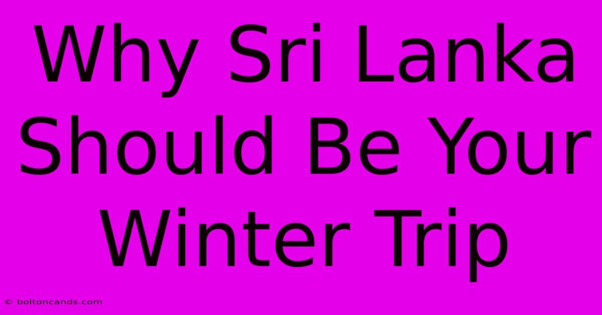 Why Sri Lanka Should Be Your Winter Trip