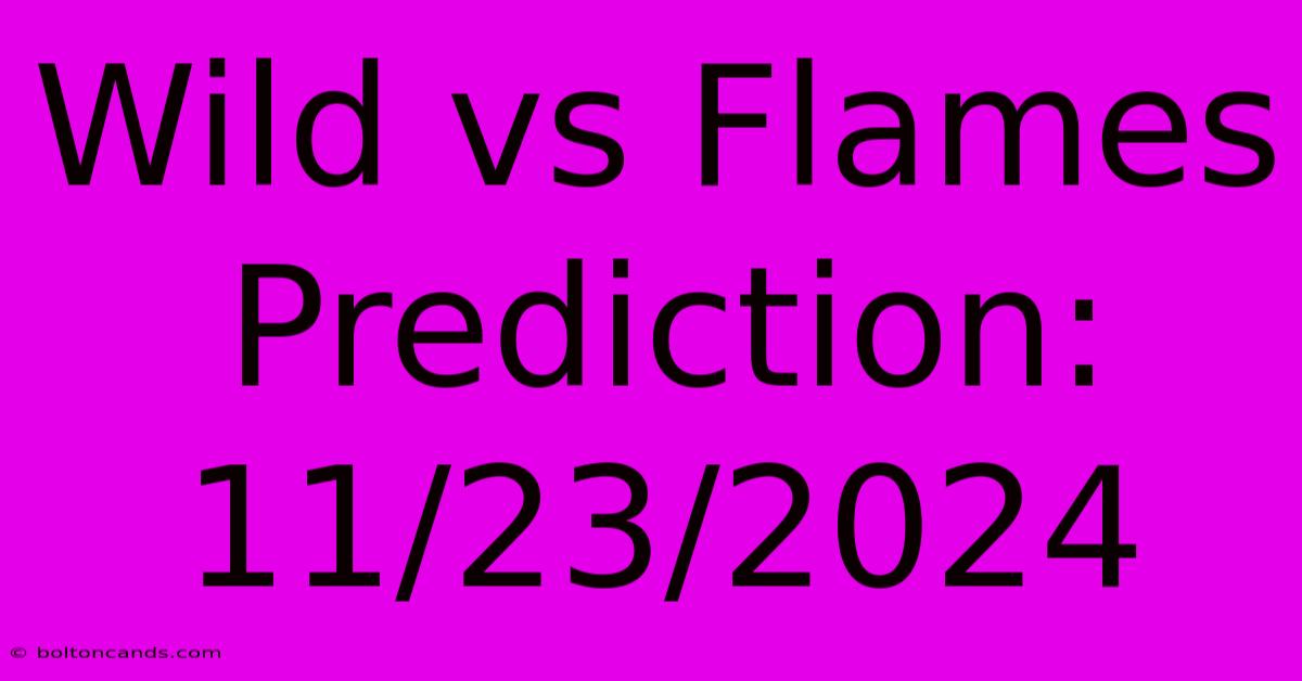 Wild Vs Flames Prediction: 11/23/2024