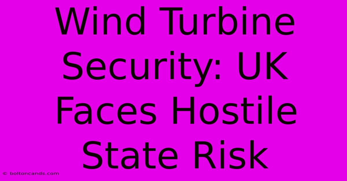 Wind Turbine Security: UK Faces Hostile State Risk