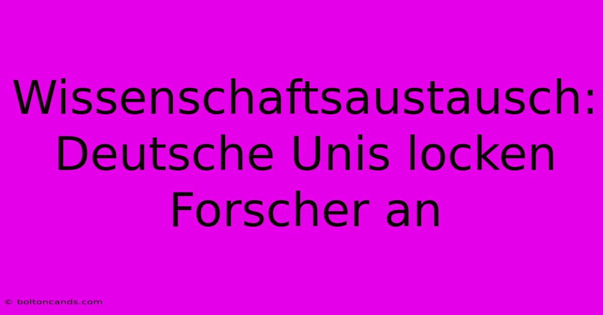 Wissenschaftsaustausch: Deutsche Unis Locken Forscher An