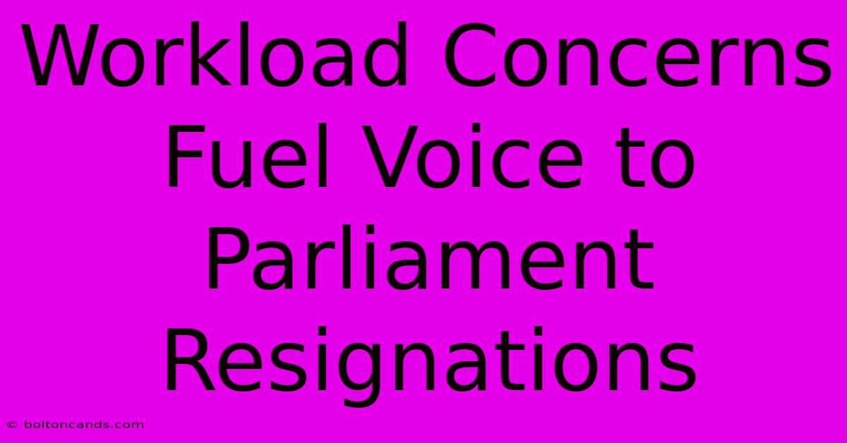 Workload Concerns Fuel Voice To Parliament Resignations