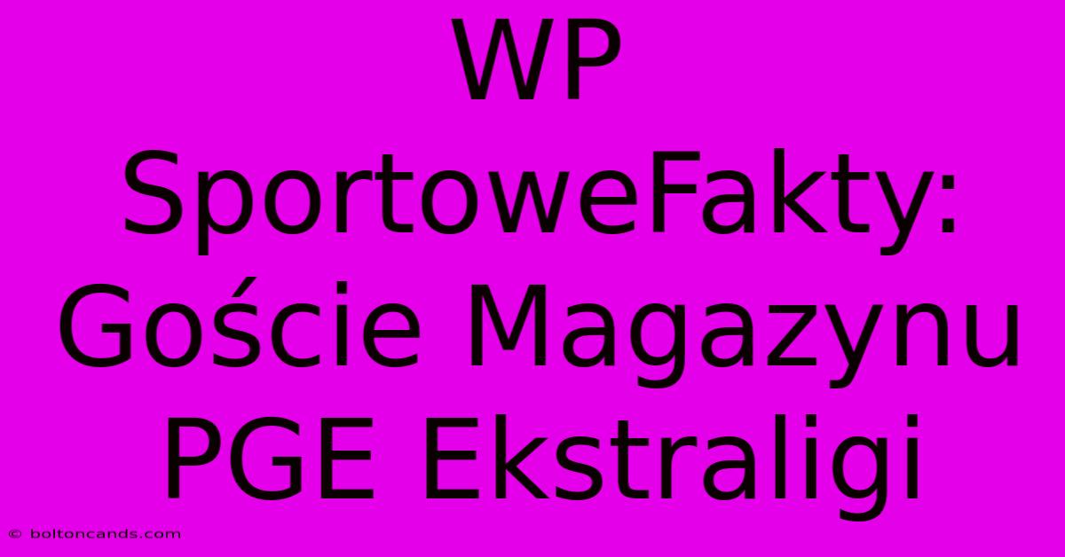 WP SportoweFakty: Goście Magazynu PGE Ekstraligi