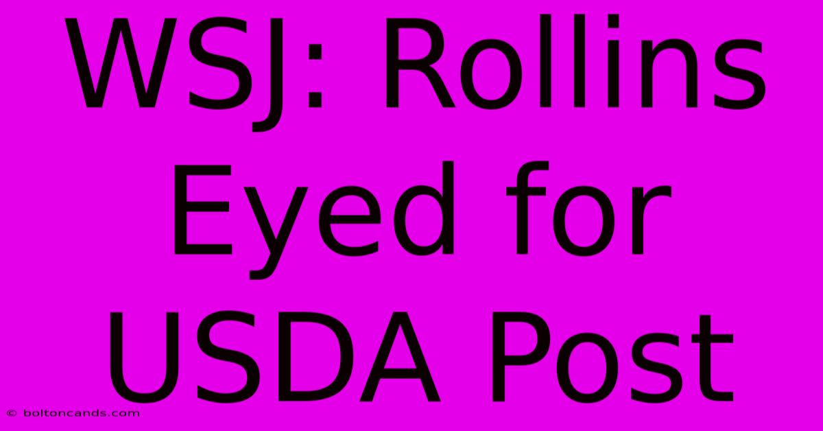 WSJ: Rollins Eyed For USDA Post