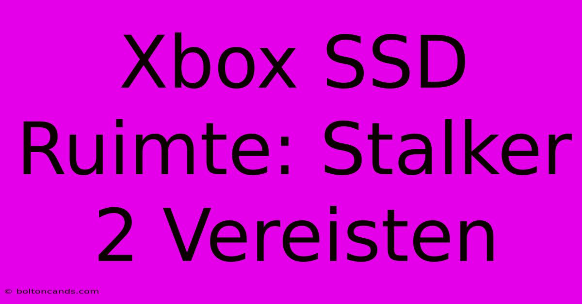 Xbox SSD Ruimte: Stalker 2 Vereisten