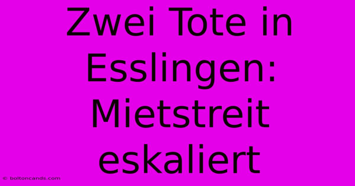 Zwei Tote In Esslingen: Mietstreit Eskaliert